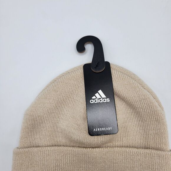 Adidas Mens Womens Aeroready Beanie Alumina Beige Wide Cuff Fold One Size - Picture 6 of 8